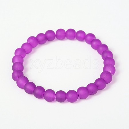 Stretchy Frosted Glass Beads Kids Bracelets for Children's Day BJEW-JB01768-02-1