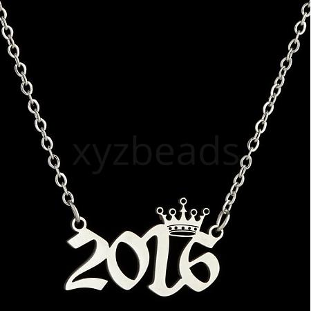Crown Birth Year 201 Stainless Steel Pendant Necklaces for Women FS-WG4E8F2-77-1
