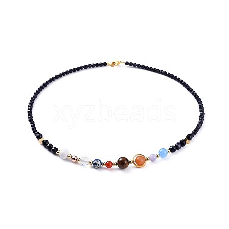 Natural & Synthetic Gemstone Beaded Necklaces NJEW-JN02454-01-1