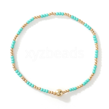 Glass Seed Beads & CCB Beads Stretch Bracelets TB4137-26-1