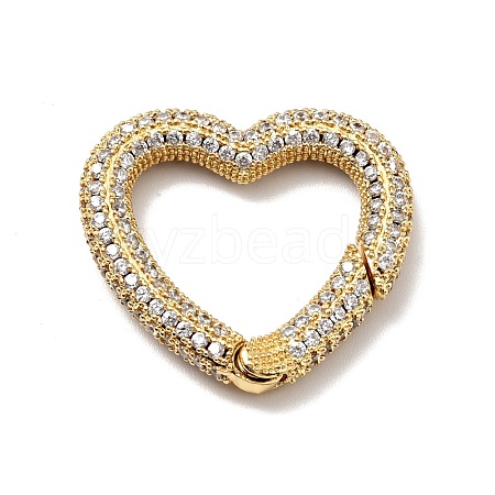 Brass Micro Pave Clear Cubic Zirconia Spring Gate Rings KK-G414-08G-1