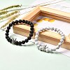 Natural Lava Rock & Howlite Aromatherapy Anxiety Essential Oil Diffuser Bracelets Set for Men Women BJEW-JB06729-2