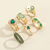 6Pcs Heart & Yin-yang Alloy Enamel & Rhinestone Finger Rings Sets for Women WG67DEB-01-3