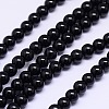 Natural Black Agate Round Beads Strands G-L086-A-01-1