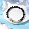 Natural Flower Amazonite with Natural Lava Rock Beaded Stretch Bracelets for Women BJEW-JB11130-02-2