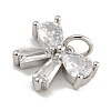 Rack Plating Brass Micro Pave Clear Cubic Zirconia Charms KK-U030-11P-2