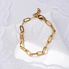 Ion Plating(IP) 304 Stainless Steel Paperclip Chain Bracelets for Women X-BJEW-C046-02G-1