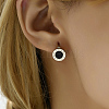 Stylish Vintage Roman Numeral 304 Stainless Steel Hoop Earrings for Women TD6028-1