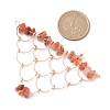 Natural Red Agate Chip Copper Wire Wrapped Connector Charms PALLOY-JF03030-01-2