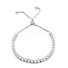 Brass Pave Clear Cubic Zirconia Flat Round Box Chain Slider Bracelets BJEW-YWC0002-12B-P-1