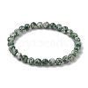 Natural Green Spot Jasper Round Beaded Stretch Bracelets for Women Men BJEW-JB11369-2