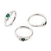 Hand with Heart Natural Green Onyx Agate Adjustable Rings RJEW-Q817-06P-01-1