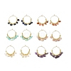 Natural Lapis Lazuli & Natural Amethyst & Natural South Red Agate & Natural White Moonstone & Natural Madagascar Rose Quartz & Natural Amazonite Chip & Brass Bead Hoop Earrings EJEW-JE07441-2