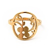 Ion Plating(IP) 201 Stainless Steel Flower of Life Finger Ring for Women RJEW-G266-22G-1