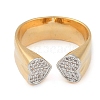 Heart Brass Micro Pave Clear Cubic Zirconia Open Cuff Ring for Women X-RJEW-Q819-20G-2