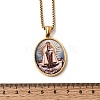 Unisex Religion 304 Stainless Steel Enamel Oval Pendant Box Chain Necklaces STAS-H258-02G-02-5