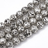 Electroplated Natural Lava Rock Beads Strands X-G-T098-01B-10-1