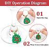 Christmas Theme PVC Plastic with Glass Seed Bead Wine Glass Charms AJEW-AB00026-4