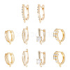 5 Pair 5 Style Brass Micro Pave Clear Cubic Zirconia Hoop Earring Findings KK-TA0001-17-10