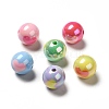 Two Tone UV Plating Rainbow Iridescent Acrylic Beads PACR-J005-04-1