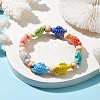 Beach Tortoise Handmade Procelain & Wood Round Beaded Stretch Bracelets BJEW-JB10299-01-2