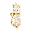 Brass Micro Pave Cubic Zirconia Kitten Links connectors ZIRC-G157-50G-1