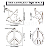28Pcs 2Style 201 Stainless Steel Pendants STAS-UN0035-30-6