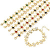 Brass Micro Pave Cubic Zirconia Link Chain Bracelets for Women BJEW-D457-01G-2