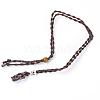Adjustable Braided Waxed Cord Macrame Pouch Necklace Making MAK-WH0009-02B-1