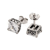 Square 316 Surgical Stainless Steel Pave Cubic Zirconia Stud Earrings for Women Men EJEW-Z050-03B-AS-2