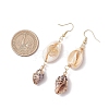 3Pairs Brass & Shell Dangle Earrings EJEW-JE06323-3