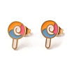 Ion Plating(IP) 304 Stainless Steel Stud Earrings with Colorful Enamel EJEW-Q783-04G-1