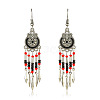 Bohemian Style Alloy Enamel Flat Round Tassel Chandelier Earrings FS-WG14215-02-2