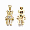 Brass Micro Pave Clear Cubic Zirconia Pendants ZIRC-S067-041-NR-2