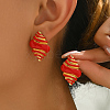 Stainless Steel Enamel Seashell Stud Earrings for Beach Vacation Style MO9841-3-1