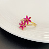 Flower Brass Micro Pave Cubic Zirconia Finger Rings for Women FS-WGC33AC-01-3