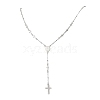 304 Stainless Steel Virgin Cross Pendant Rosary Bead Necklaces NJEW-JN05416-2