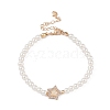 Brass Pave Clear Cubic Zirconia Star Link Chain Bracelets BJEW-M321-01A-1