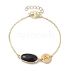 Natural Black Onyx(Dyed & Heated) Faceted Oval Link Bracelets BJEW-JB10263-01-1