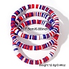 3Pcs Red White Blue Handmade Polymer Clay Heishi Beads Stretch Bracelets Set PW-WG85032-01-1