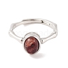 Oval Natural Mixed Stone Adjustable Rings RJEW-Q817-04P-3