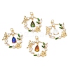 Brass Clear Cubic Zirconia Glass Pendants ZIRC-C024-20G-1