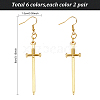 12 Pairs 6 Color Alloy Dangle Earrings with Iron Pins EJEW-AB00041-2