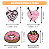 HOBBIESAY 16Pcs 4 Style Strawberry Donut Heart Nylon Computerized Embroidery Cloth Iron On Patches PATC-HY0001-36-2