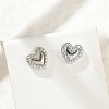 Brass Micro Pave Clear Cubic Zirconia Stud Earrings EJEW-R016-26P-05-3