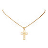 Natural Shell Cross Pendant Necklace with 304 Stainless Steel Chains NJEW-JN04435-1