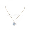 Natural Aquamarine Hexagon Wrapped Pendant Necklace with 304 Stainless Steel Chains NJEW-JN04022-5