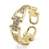 Rack Plating Brass Micro Pave Clear Cubic Zirconia Cuff Finger Rings for Women RJEW-M028-44G-2