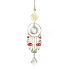 Glass Round Leaf Hanging Ornaments HJEW-JM01878-01-1