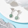 Natural Green Aventurine Twist Oval Dangle Stud Earrings EJEW-JE05664-03-2